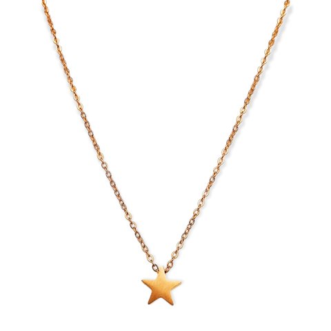 Elbauldejuma - Cadena Colgante Estrella Minimalista Niña Chapada En Oro 18K