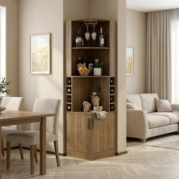 Mueble De Bar Esquinero Multifuncional 180x47x47cm Marrón Oscuro
