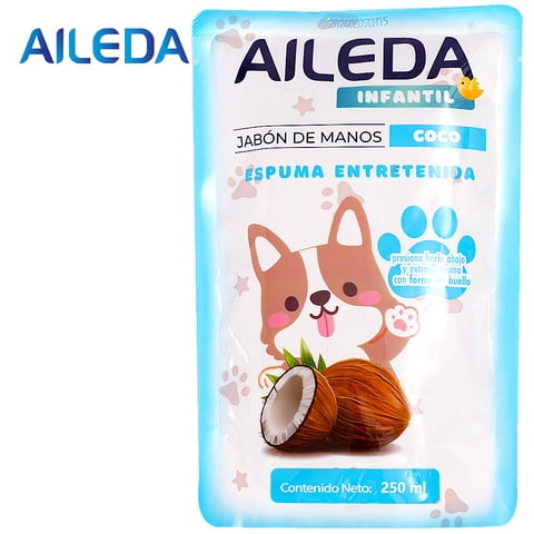 Aileda - Recarga Para Jabón Espuma De Manos 250 Ml Aroma De Coco Destinado A Niños
