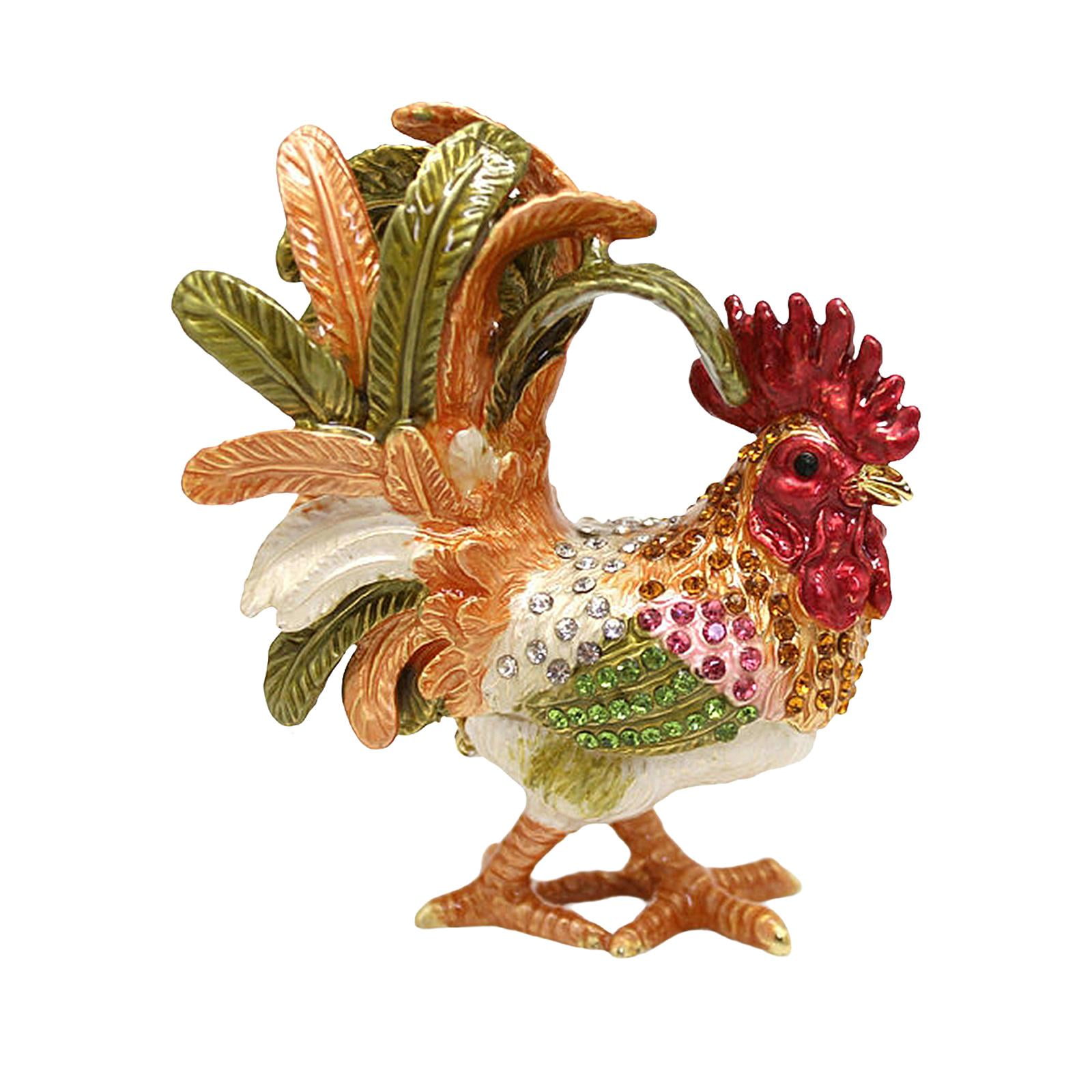 Magideal - Caja De Joyería Con Estatuilla De Pollo Esmaltado, Organizador De Joyas, Decoración, Aparador De Metal, Caja Del Tesoro Para El Día De La Madre, Boda Verde