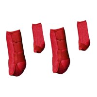Magideal - 4 Piezas Botas De Caballo Protección De Protección De La Pierna Accesorios Ecuestres Cubiertas De Pierna Envolturas De Piernas Establecidas Para Monta Rojo