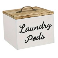 Bothyi - Dispensador De Contenedores De Almacenamiento De Madera Para Mesa, Lavadero, Baño, Contenedor De Lavandería Blanco