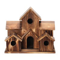 Magideal - Casas De Pájaros Colgantes Casa De Colibrí Hecho A Mano Pájaros Hut Decoración Suministros 6 Hoyos Jaula De Pájaros De Madera Grande Para Exteriores