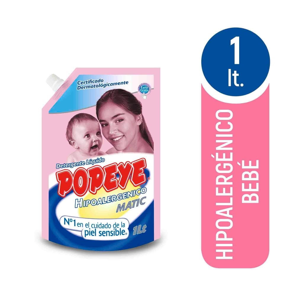 Detergente Líquido Hipoalergénico Bebé Doypack 1l Popeye