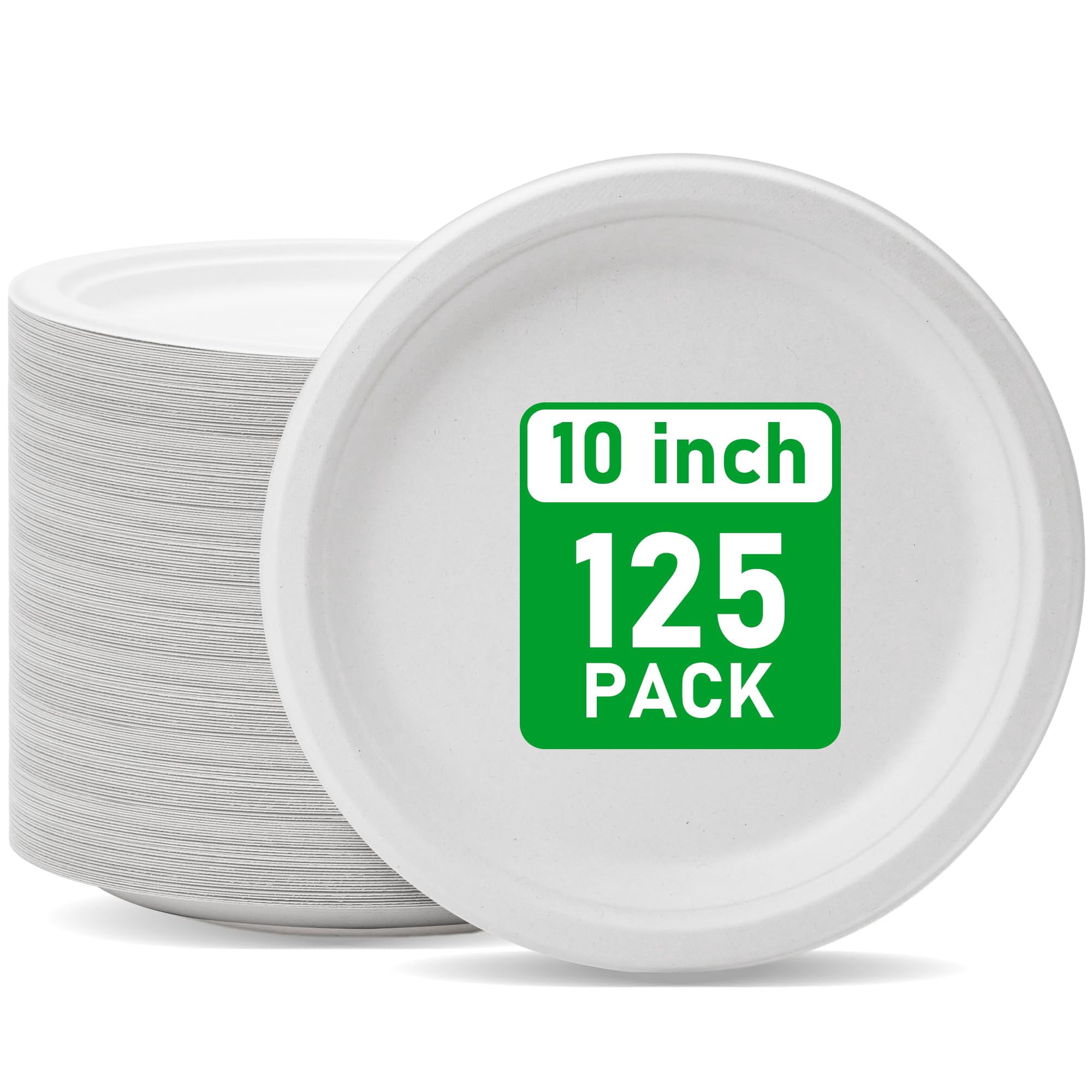 Platos De Papel Racetop, 10 Pulgadas, 125 Unidades, Bagazo Compostable