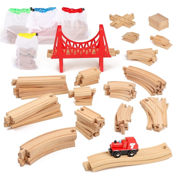 Set de vías de tren WudBudz, 60 piezas, 100% compatible con Thomas