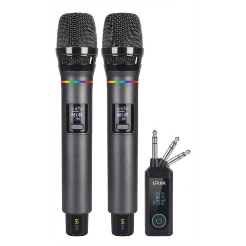 Irm - Pack 2 Micrófonos Inalámbricos Profesional Conexión Auxiliar
