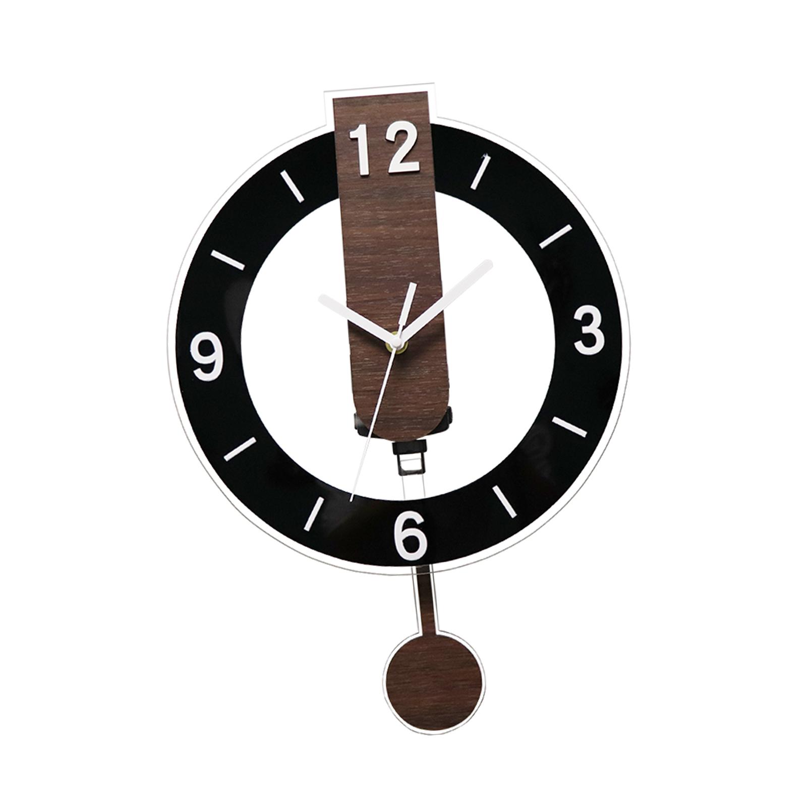 Magideal - Reloj De Pared Con Péndulo, Decoración Del Hogar, Silencioso, Fácil De Leer, Adorno Acrílico Para Sala De Estar, Oficina, Regalo Para Familiares Y Negro