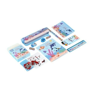 Babyluna - Kit 15 Materiales Escolares, Estuche, Cuaderno. Diseño Delfin