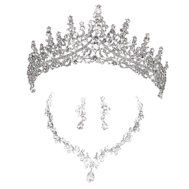Corona, collar, pendientes, conjunto de collar de boda, modelos creativos de moda, conjunto de joyería nupcial, tiara para eventos, sesiones de fotos