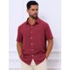thumbnail image 4 of INSPIRE CHIC Camisas de Hombre para Regreso a Clases Camisa de Manga Corta con Botones para Playa de Verano Cuello de Punta 3XL Burdeos, 4 of 5