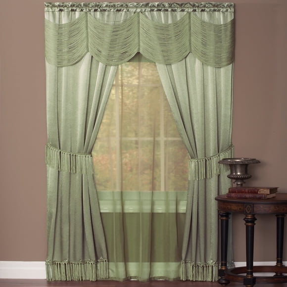 Juego de cortinas Achim Home Furnishings Halley, 6 piezas, color salvia