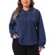 thumbnail image 1 of Agnes Orinda Camisas de Ropa de Halloween para Mujeres de Talla Grande Blusas de Chifón con Cuello Peter Pan y Mangas Largas 2X Azul Oscuro, 1 of 6