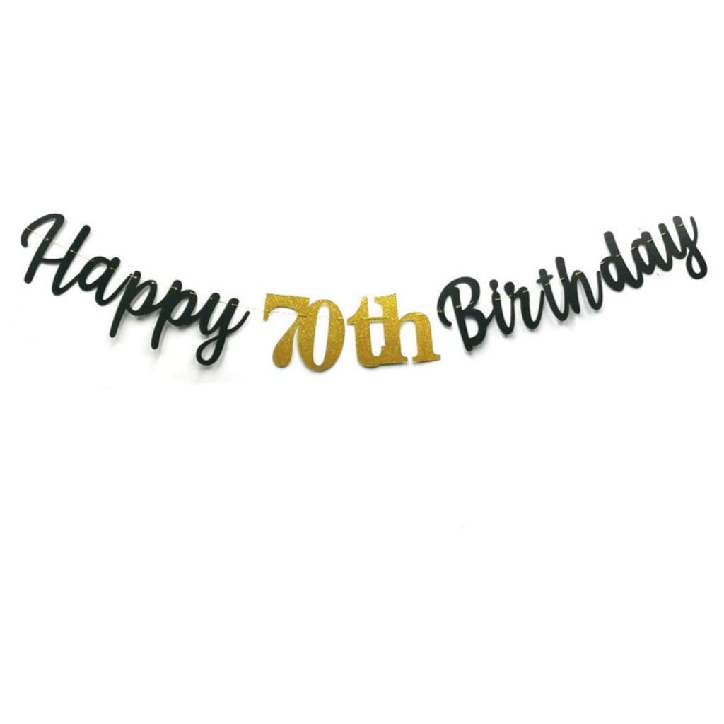 Banner De Cumpleaños Medimqc Glitter Happy 70th Birthday