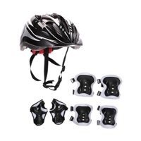 Ioensy - 7 Unids/Set Casco De Bicicleta Para Niños Para Deportes Al Aire Libre Patinaje En Línea Patinaje Negro