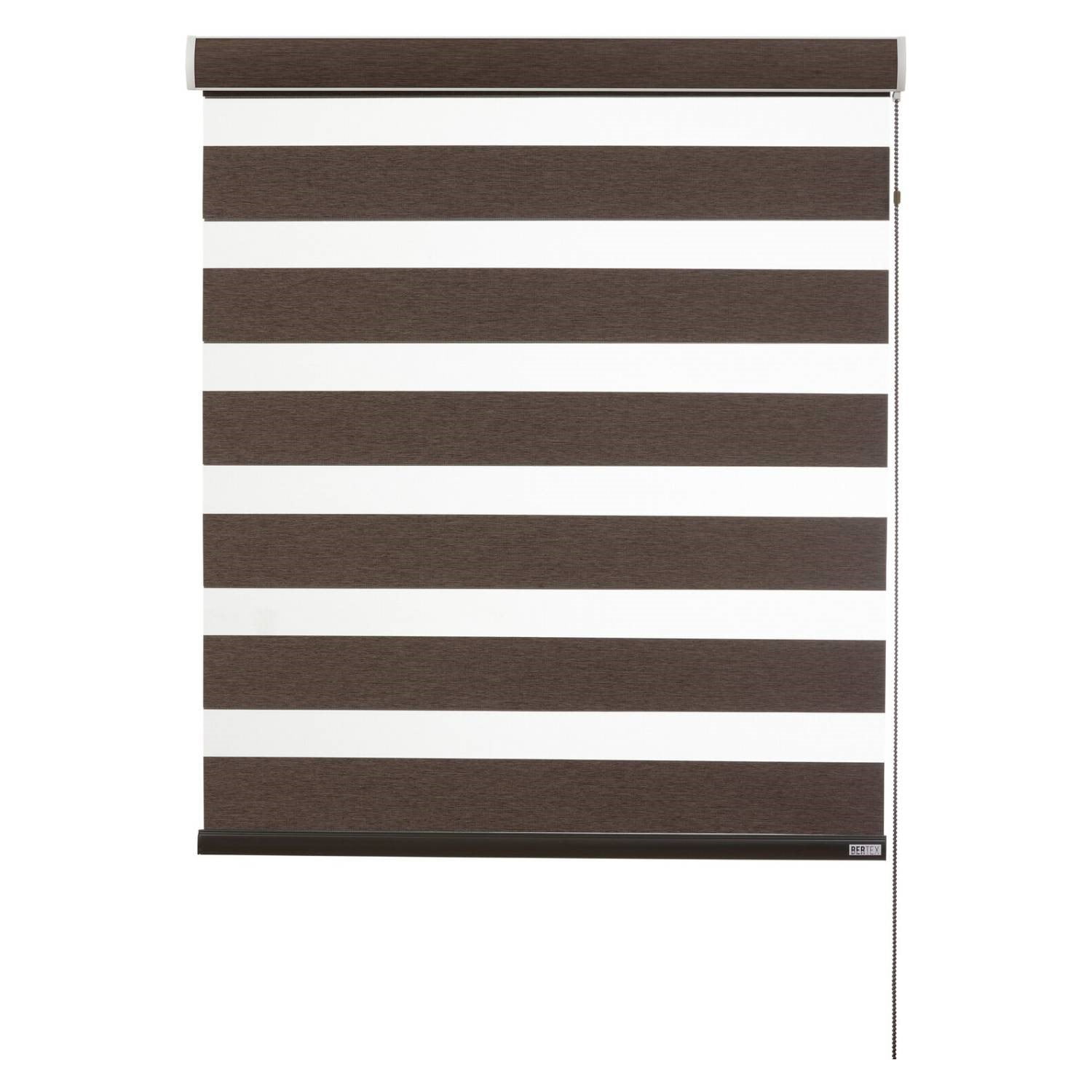 Bertex - Cortina Roller Duo Blackout Café, Alto Ajustable Máximo De 170 Cm X Ancho A Elección Para Sala, Living, Oficina O Escritorio (100 Cm De Ancho X 170 Cm De Alto)