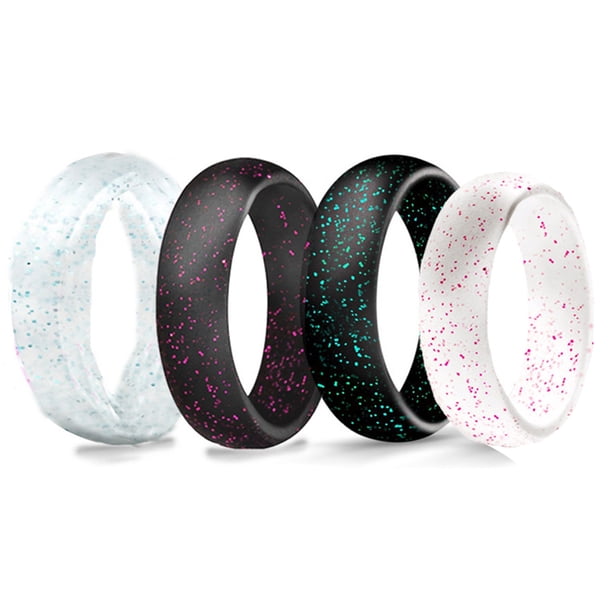 Anillo de silicona para mujer, diseño ergonómico y transpirable, talla 7, alianza de boda de silicona para mujer, 5,7 mm de ancho y 2 mm de grosor.