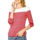 thumbnail image 1 of INSPIRE CHIC Blusa de Mujer para Regreso a Clases con Bloque de Color a Rayas de Manga Larga Camiseta Casual M Rojo-Blanco, 1 of 8