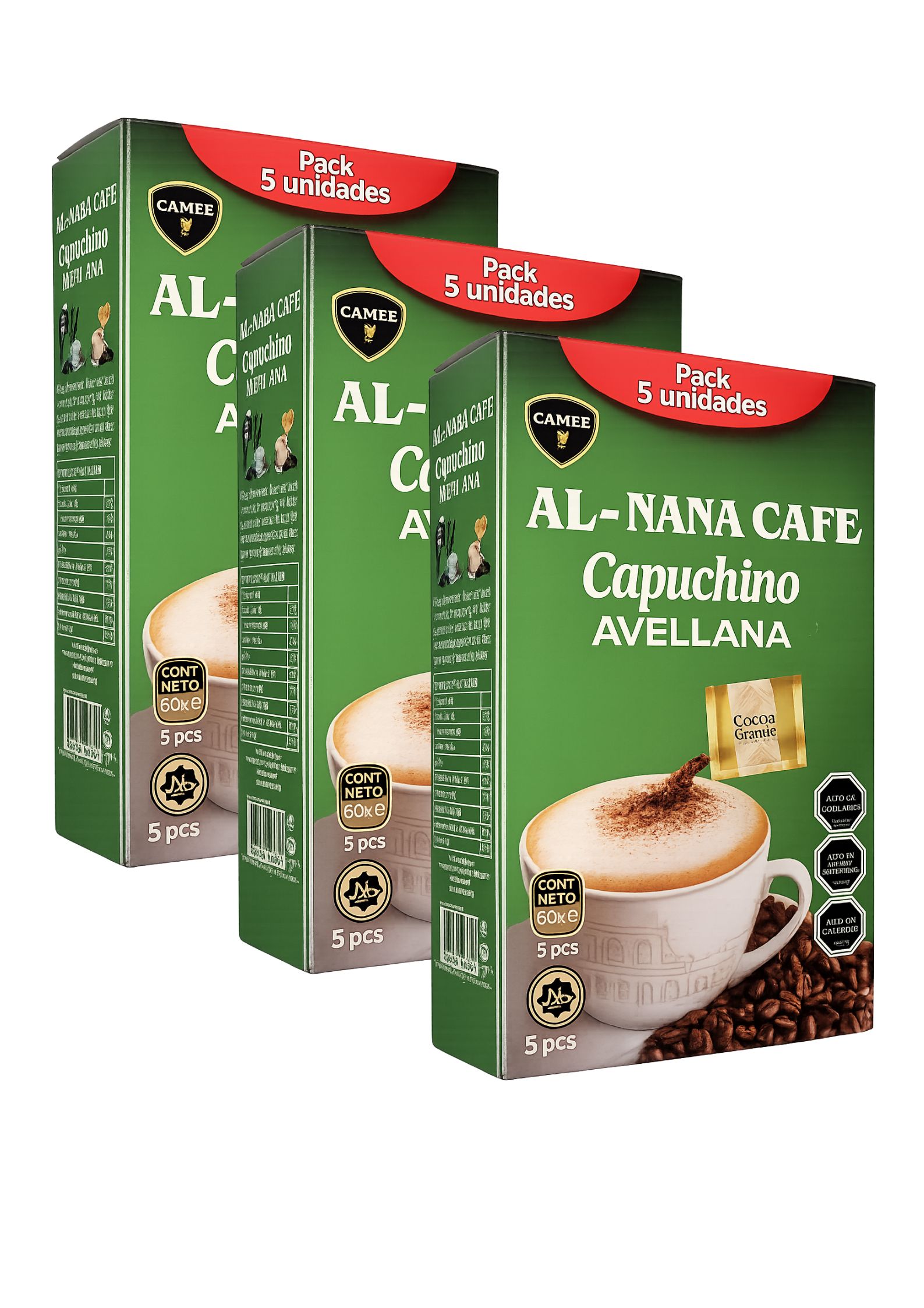 Camel - Pack X3 Cafe Cappuccino Sabor Avellana, Caja De 5 Sobres