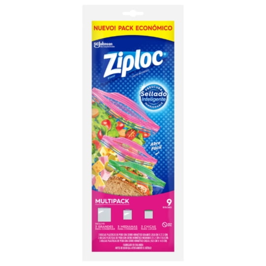 Bolsas Herméticas 3 Tamaños 26,8 X 27,3 / 17,7 X 18,8/16,5 X 8,2 Cm Pack 9 Un Ziploc