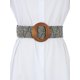 thumbnail image 5 of INSPIRE CHIC Cinturones de Mujer Tejidos Elásticos, Hebilla de Madera de Ratán de Paja Cinturón Ancho Elástico para Vestido Rayas Blancas y Negras 23.62-33.46, 5 of 5