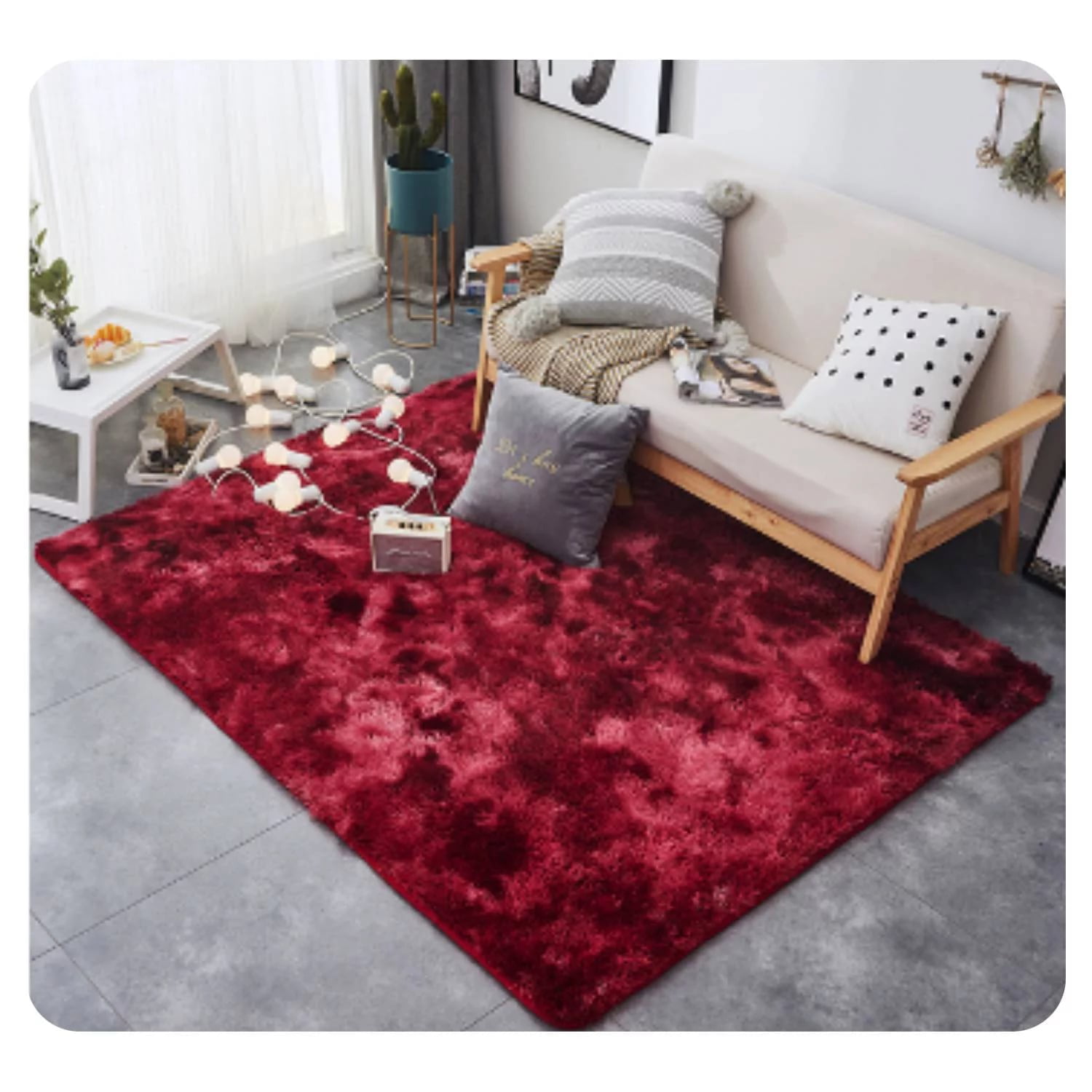 Genérico - Alfombra Peluda Jaspeado 1.8 X 2 - Burdeo