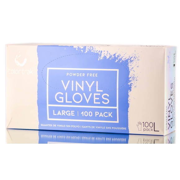 Guantes Colortrak de vinilo transparente sin polvo, tamaño grande