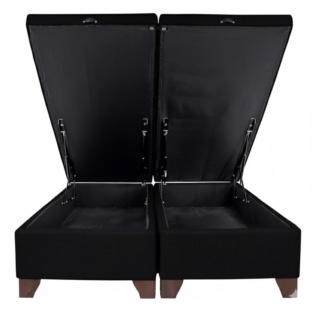 Vitelio - Base De Cama Baúl 2 Plazas Color Negro