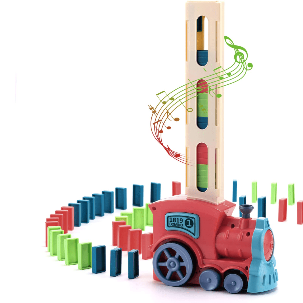 Otuti - Tren Domino Mágico 60 Bloques Con Luces Y Sonidos Rojo
