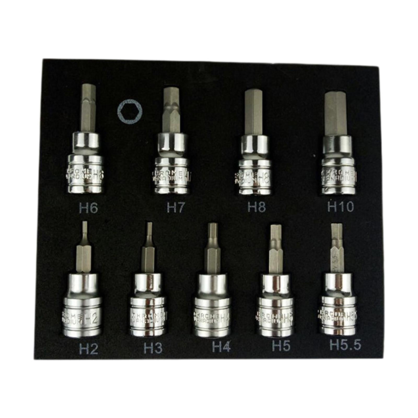 Ioensy - Juego De 9 Dados Con Punta Hexagonal De 3/8" Y Funda Hexagonal Resistente Para Herramientas Manuales