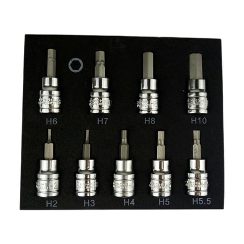 Ioensy - Juego De 9 Dados Con Punta Hexagonal De 3/8"" Y Funda Hexagonal Resistente Para Herramientas Manuales