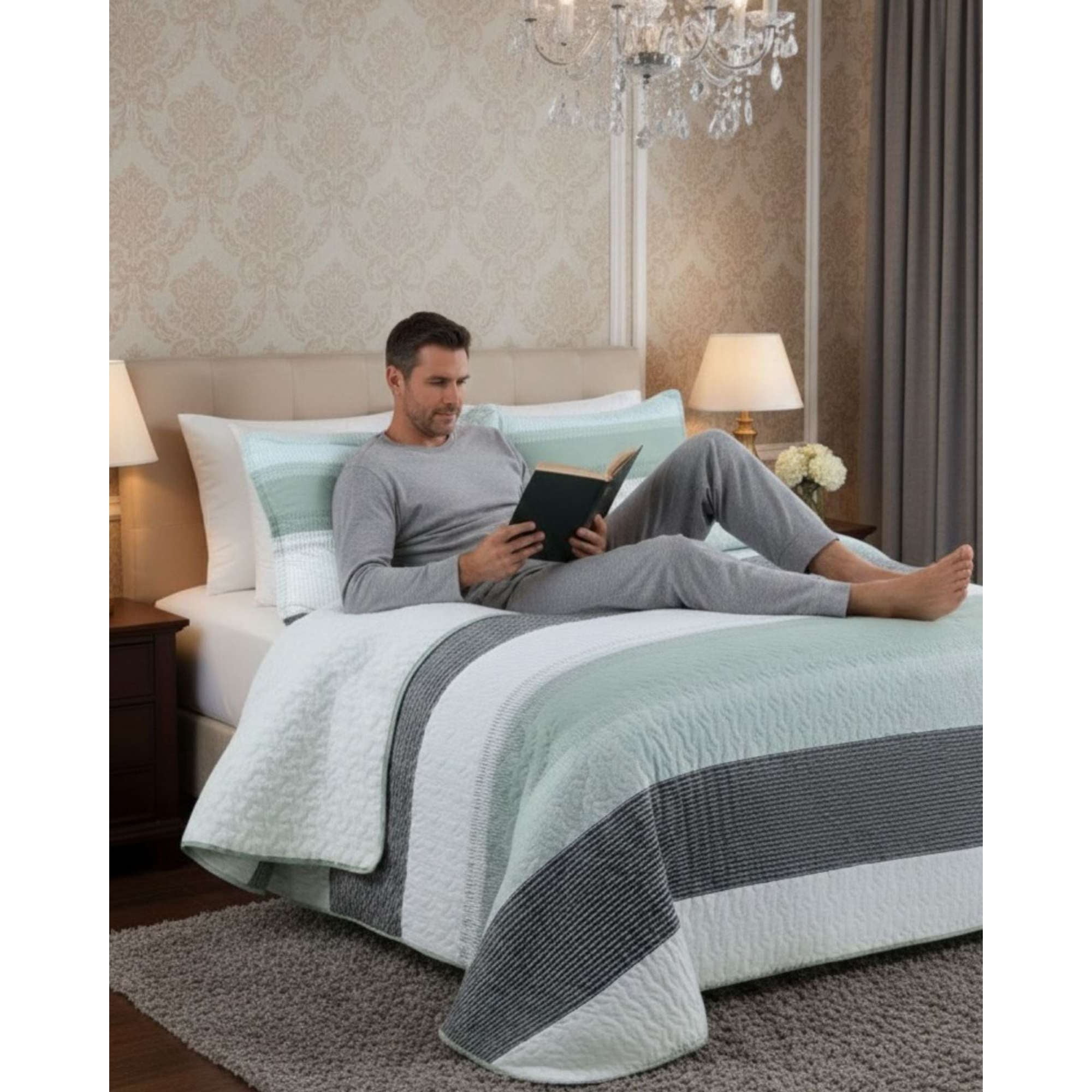 Myl Todo Hogar - Cobertor Quilt Plaza Y Media Con Reverso Sherpa