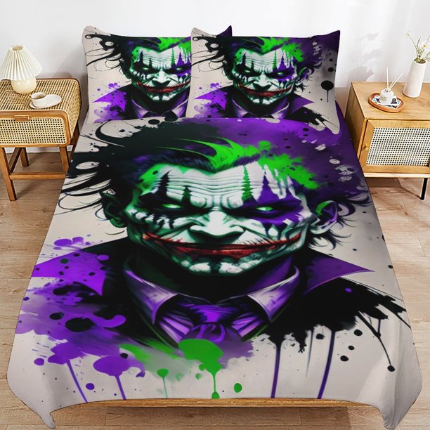 Joker Bedding Sets Ultra Soft Skin-Friendly Duvet Cover 3 Piece, Cute Comforter Cover Bed Set for Boys Girls Kids