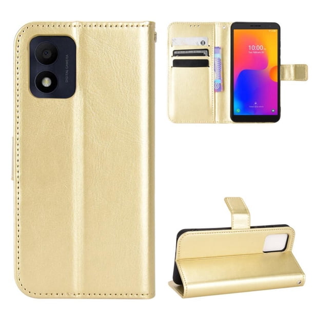 Funda tipo libro para TCL 303, cartera todo‑en‑uno, funda multifuncional con tarjetero y correa de muñeca desmontable