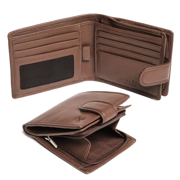 Cartera Bifold de Cuero Lavalen con RFID – Cognac