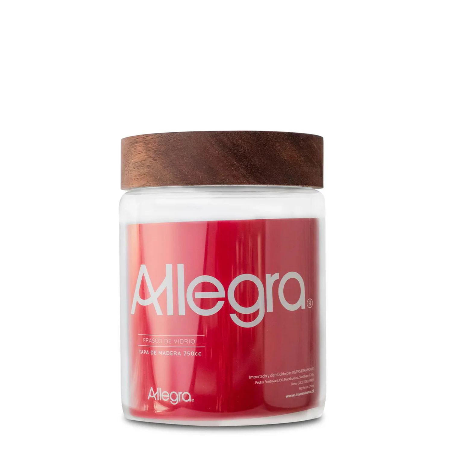 Frasco Vidrio Allegra 750ml Tapa Madera Vidrio Contenedor Cocina