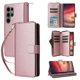 thumbnail image 1 of Funda Cartera con Cremallera y Correa para Samsung Galaxy S25 Ultra Soporte y Tarjetero Oro rosa, 1 of 6