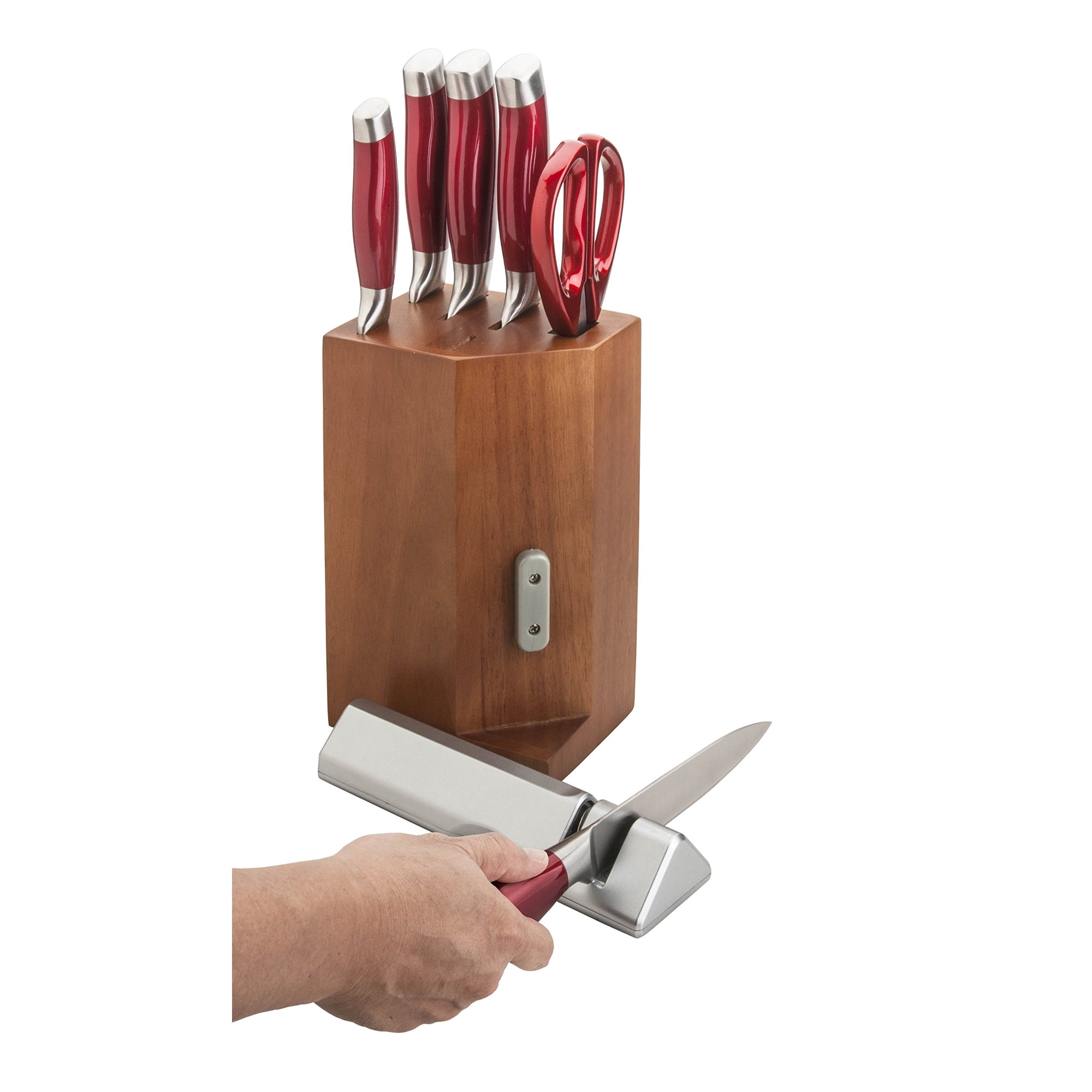 Juego De Bloque De Cuchillos New England Cutlery De 7 Piezas Con Afilador