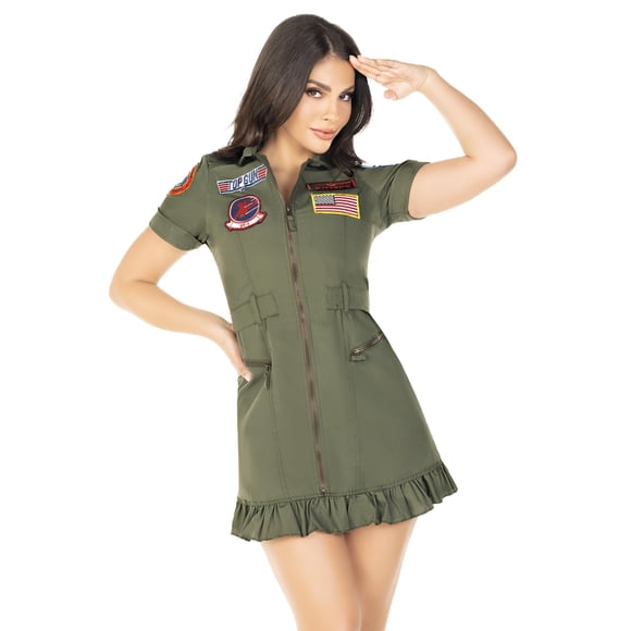 Vestido Costume Leg Avenue Top Gun Flight para mujer, verde, talla XL