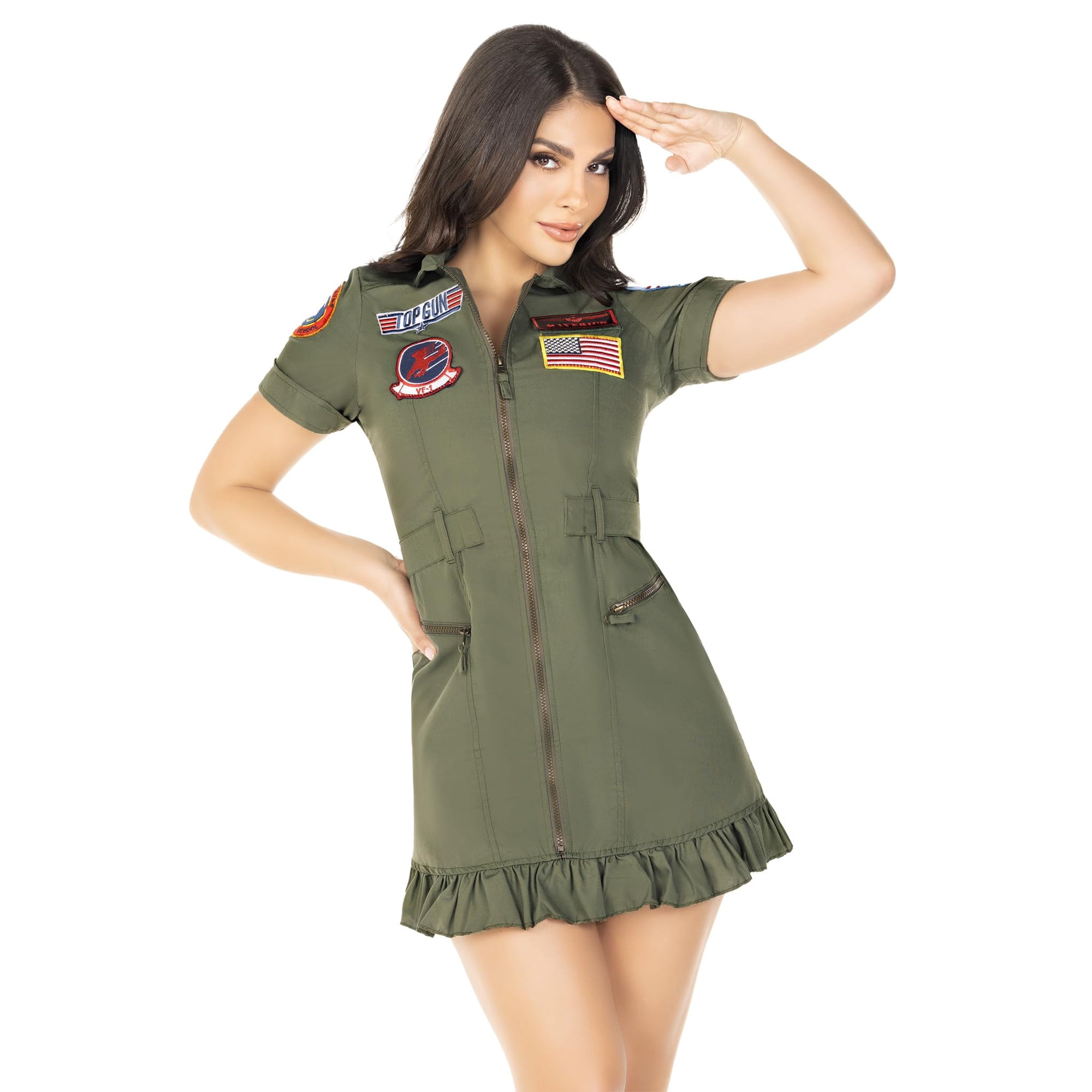 Vestido Costume Leg Avenue Top Gun Flight Para Mujer, Color Verde, Talla L