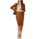 thumbnail image 2 of INSPIRE CHIC Conjunto de Traje de Mujer Regreso a Clases para Maestras Conjuntos de Negocios Blazer Sin Cuello con Peplum Traje Formal de Falda Lápiz 2 Piezas L Marrón, 2 of 6