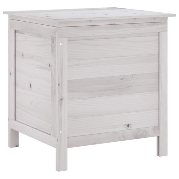Caja de almacenamiento para jardín VidaXL, madera de abeto maciza blanca, tamaño mediano