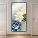 thumbnail image 1 of 1pc Canvas Oil Painting, Golden Edge Blue Chrysanthemum And Yellow Pink Camellia Pattern, Hanging Wall Art, For Vertical Panoramic Entrance Home Decoration Painting, No Frame, 1 of 2