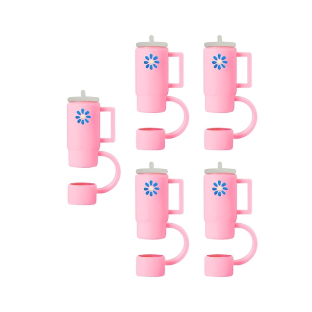 5 Uds Tapas De Pajita Compatibles Con Pajitas De 10mm Cubiertas De Punta De Pajita A Prueba De Polvo Rosa
