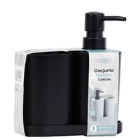 Set Dispensador De Jabón Nobre 350 Ml 3 Piezas Para Baño