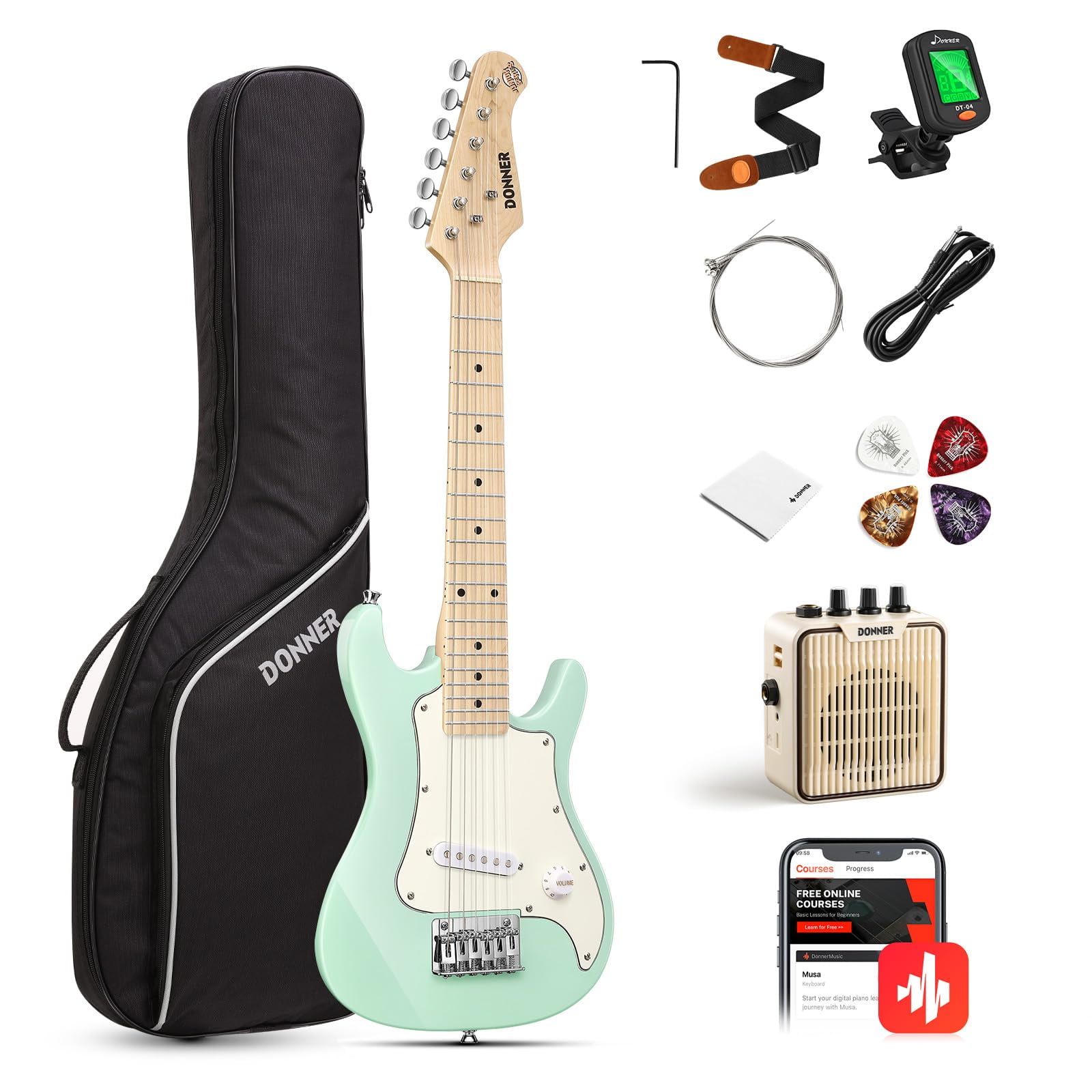 Kit De Inicio De Guitarra Eléctrica Donner Dsj-100 De 30 Pulgadas Para Adolescentes