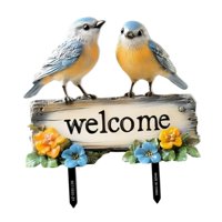 Ioensy - Letrero De Pvc Con Diseño De Pájaros De Bienvenida Para Jardín, Estaca Colorida Para Decoración De Césped.