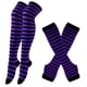 thumbnail image 1 of suxuMhao Juego de Calcetín y Guantes a Rayas, Calcetas Delgadas a Rayas por Encima de la Rodilla con Guantes Suaves y Elásticos sin Dedos, Mezcla Transpirable de Poliéster y Algodón, Morado Oscuro y, 1 of 1