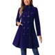 thumbnail image 1 of INSPIRE CHIC Abrigo de Mujer de Terciopelo Línea A Doble Botonadura Cuello Mao Abrigo de Invierno de Longitud Media Talla M Azul Oscuro, 1 of 6