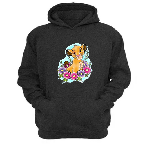 Genérico - Polerón Canguro El Rey De La Selva Gris Oscuro Talla L Unisex